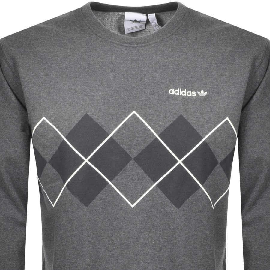 Alternative Image for Productadidas Originals Crew Neck Argyle Sweatshirt Grey2